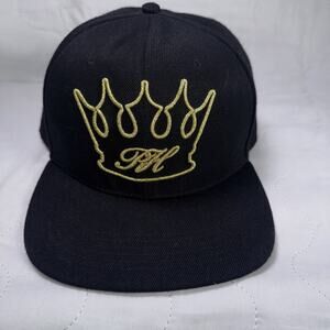 Regal Hookah RFH Snapback Hat Black Gold Crown Embroidered Adjustable Cap